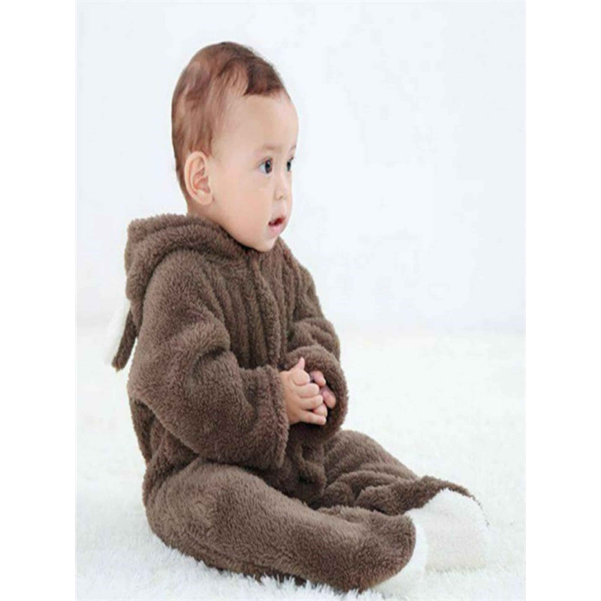 Bodysuit Outfits for 0-12 Months Babies Homeriy Newborn Baby Cartoon Bear Snowsuit Warm Fleece Hooded Romper Jumpsuit